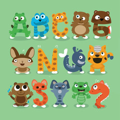 Obraz premium 2d vector illustration for learning cartoon character design for letters of the English language 