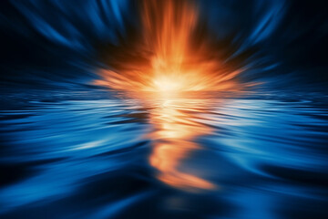 abstract background with moving light trails reflected on a water surface - obrazy, fototapety, plakaty