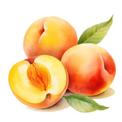 fruit - Fresh. Apricot.,   Apricot illustration watercolor