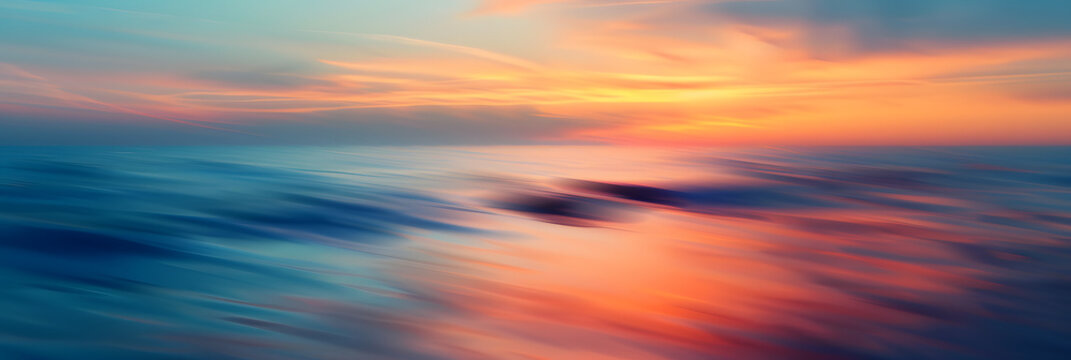 Motion blurred background of sunset on the sea