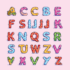 2d vector illustration for  learning cartoon character design for letters of the English language
