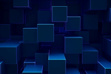 abstract dark blue 3d cubes background