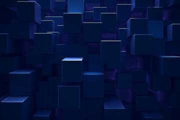 abstract dark blue 3d cubes background