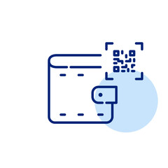 Wallet and qr code. Modern contactless payment method. Pixel perfect, editable stroke