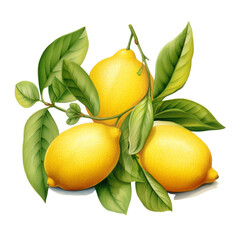 fruit - Flavorful. Delicious lemons with leaves