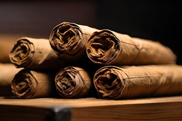 Fine brown cigar stacked - obrazy, fototapety, plakaty