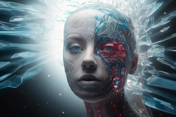 abstract human face - the power of the mind - artificial intelligence, psychology, technology