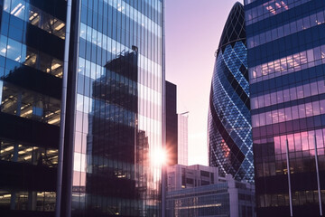 abstract of modern office buildings in london financial district - obrazy, fototapety, plakaty