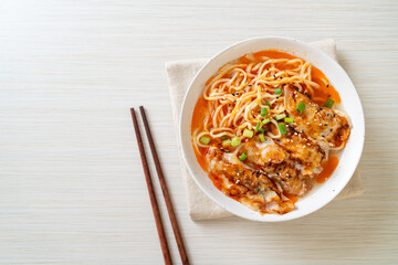 ramen noodles with gyoza or pork dumplings