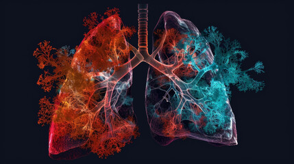 A computergenerated image of a patients lung displaying the impact of different treatment strategies on the progression of COPD.