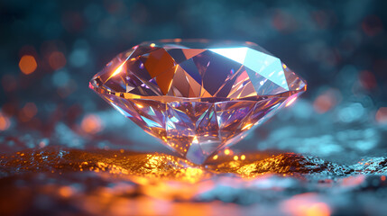 A beautiful diamond or brilliant on a stunning background, shimmering with luxury, elegance, and beauty, radiating opulence. Generative Ai - obrazy, fototapety, plakaty