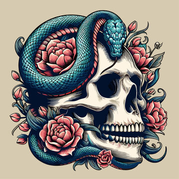 skull and snake