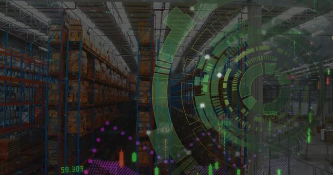 Animation of scope and data processing over warehouse