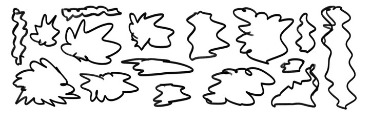 collection of pencil scribbles of abstract shapes