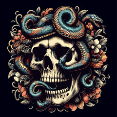 skull and snake