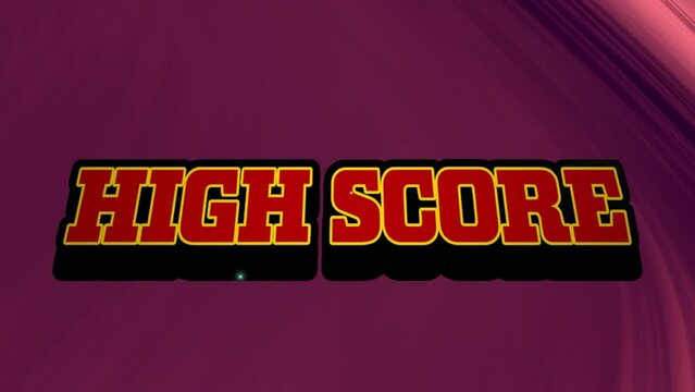 Animation of high score text over flash and pink glowing background
