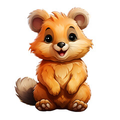 Fototapeta premium Cute Quokka Cartoon Illustration Isolated on Transparent Background