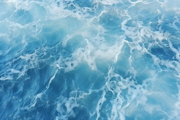 Aerial view of ripple sea waves. Blue sea texture with waves. Water sea or ocean for background - obrazy, fototapety, plakaty