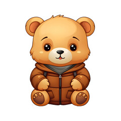Obraz premium Cute Bear Cartoon Illustration Isolated on Transparent Background. Teddy Bear Doll