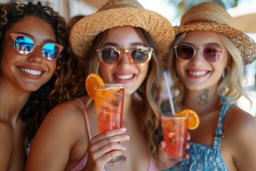 A group of happy young people come together to celebrate summer parties, lifestyle food and drink concepts, cocktail parties
