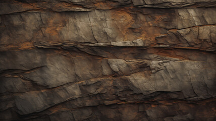 Cliff rock face texture surface dark background of great outdoors, nature exploration and travel. Brown earth tones granite stone slice natural background for copy space abstract textures by Vita