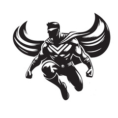 Superhero silhouette isolated on white background