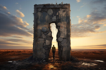 Portal in the desert, gate of the world, arch in the desert, door to the sky	