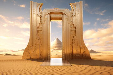 Portal in the desert, gate of the world, arch in the desert, door to the sky	