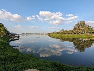 Lake in the midst of city