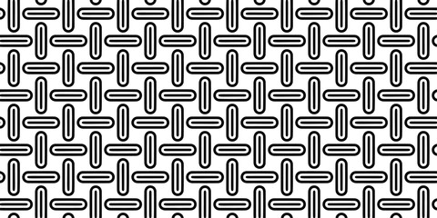 Monochrome Black and White Geometric Seamless Pattern. Capsule Style Modern Vector Pattern: Bold line on center.  A seamless vector background. Black and white texture. rounded rectangles