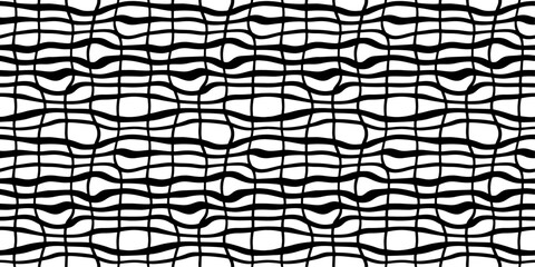 abstract geometric thick bold grid seamless pattern with slight distortion. Vector Seamless background