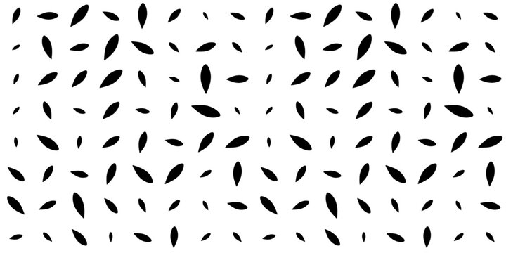 Monochrome Black and White Geometric Seamless Pattern. Leaf Style Modern Vector Pattern. A seamless vector background with random rotation and size. Black and white texture. rounded rectangles