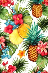 Fototapeten Summer pattern with fruits © Aida