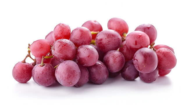 Red Grapes Isolated on White Background, Clean Image of Fresh Ripe Grape Bunch - Generative AI

