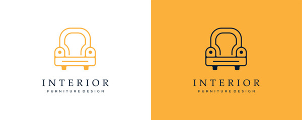 Minimalist furniture chair logo design vector template