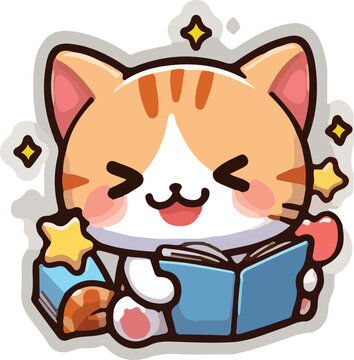 Cute Cat Sticker Vector illustration