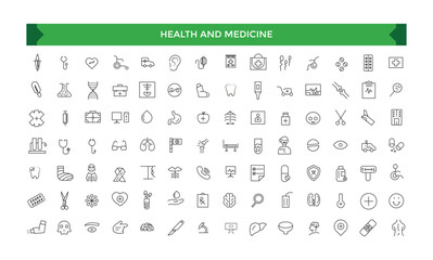 Health and Medicine icon collection logo and pictogram. Concept illustration for ui and website.