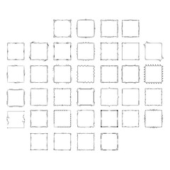 Set Black Simple Line Frame Collection Doodle Square Floral Frame Elements Vector Design Style Sketch Isolated Illustration For Banner