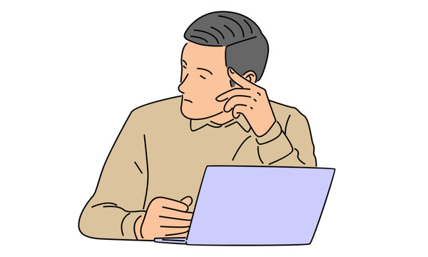 recommend clip art: line art color of overworked businessman is under stress with headache