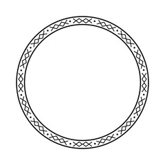 Round geometrical maori border frame design. Simple. Black and white. African, maya, aztec, ethnic, tribal style.