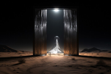 Portal in the desert, gate of the world, arch in the desert, door to the sky	