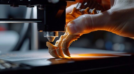 A timelapse video of a 3D printer creating a replica of a Velociraptor claw highlighting the speed and efficiency of this technology in producing scientific models.