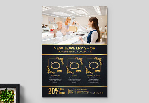 Gold Jewelry Diamond Store Flyer Layout