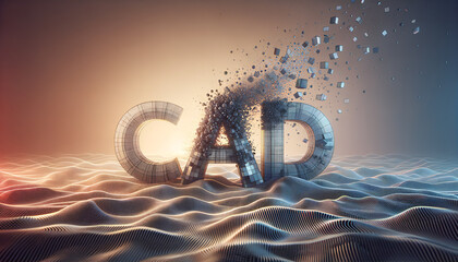 Digital Elegance: CAD Disintegration with Calming Rhythms - obrazy, fototapety, plakaty