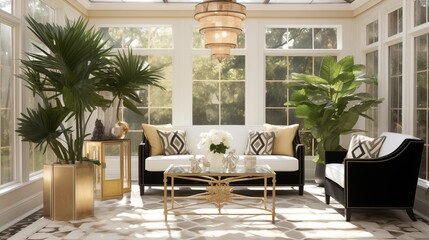Art Deco Sun Sanctuary Infuse your sunroom with Art Deco elegance