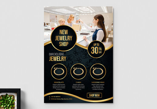 Jewelry Diamond Store Flyer Design Template