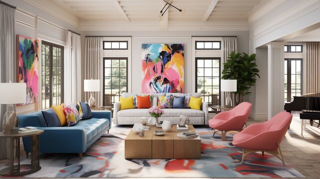 Artful Retreat Design a retreat for creative expression and inspiration with an artful aesthetic that features bold colors