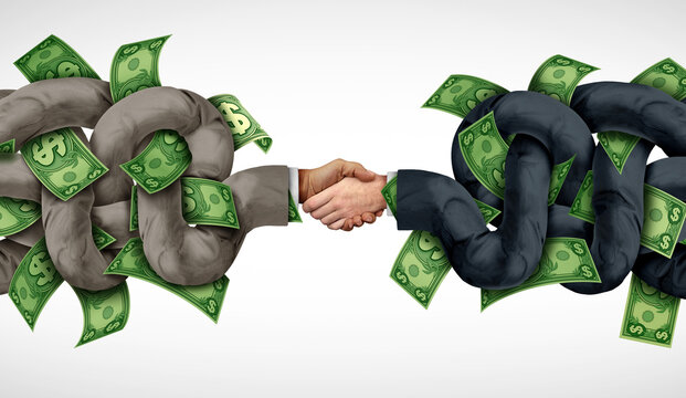 crooked business deal as a symbol for corruption and dishonestmoney laundering or bribery.