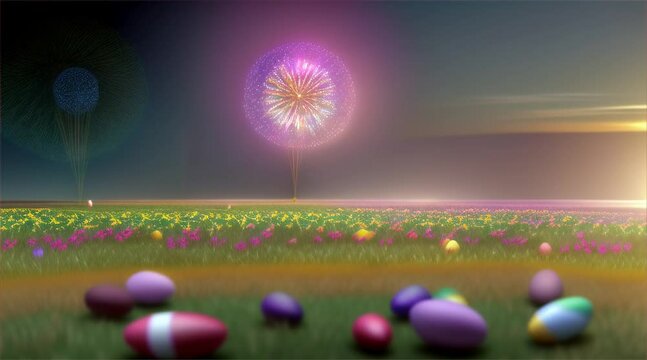 Paints the sky over rivers and meadows with colorful fireworks, creating a stunning night view.