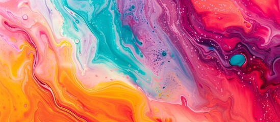 Vibrant Abstract Background with Colorful Liquid Paint Swirls and Splashes